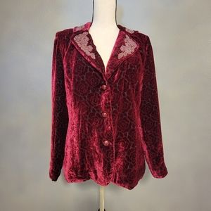 NWT Vintage Bob mackie red velvet beaded top